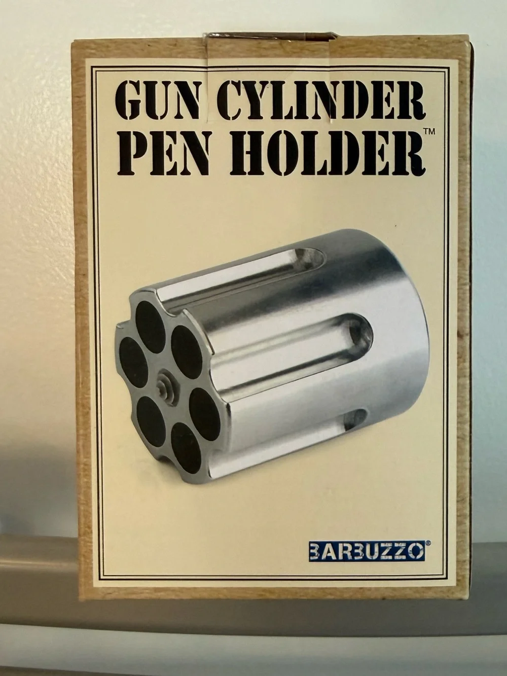 Silver Gun Cylinder Pen Holder - Novelty Desk Organizer